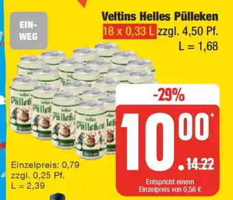 Edeka Veltins Helles Pülleken 18 x 0,33 L Angebot