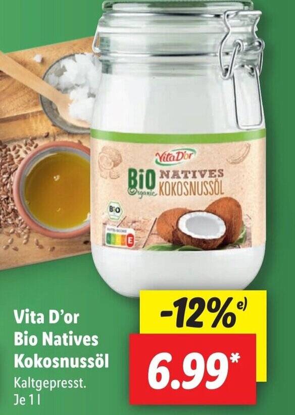 Vita D'or Bio Natives Kokosnussöl 1 l Angebot bei Lidl
