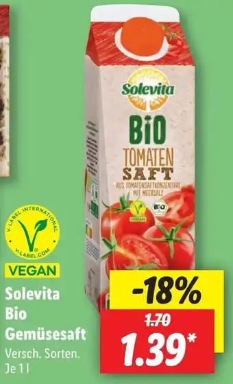 Lidl Solevita Bio Gemüsesaft  1 l Angebot