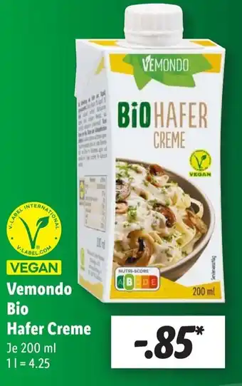 Lidl VEMONDO Bio Hafer Creme 200 ml Angebot