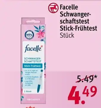 Rossmann Facelle Schwanger-schaftstest Stick-Frühtest Stück Angebot