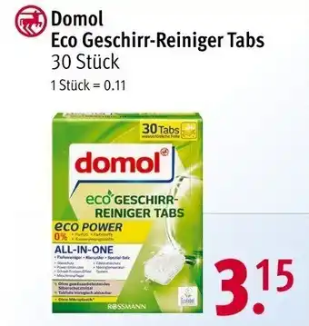 Rossmann Domol Eco Geschirr-Reiniger Tabs 30 Stück Angebot