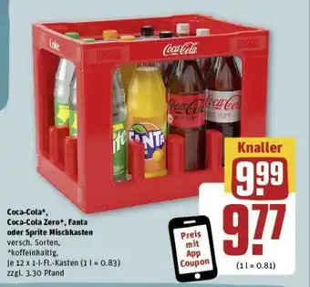 REWE Coca-Cola, Coca-Cola Zero, Fanta oder Sprite Mischkasten 12*1L Angebot