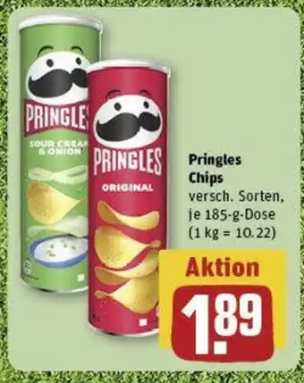 REWE Pringles Chips versch. Sorten, je 185-g-Dose Angebot