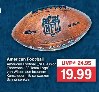 Famila Nord West American Football American Football ,,NFL Junior Throwback 32 Team Logo" von Wilson Angebot