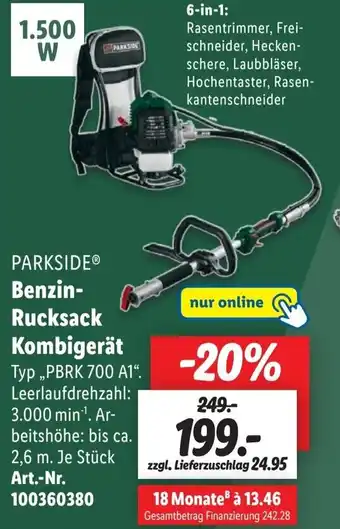 Lidl PARKSIDE Benzin-Rucksack Kombigerät Angebot