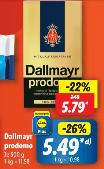 Lidl Dallmayr prodomo 500 g Angebot