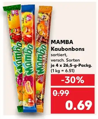 Kaufland MAMBA Kaubonbons 4 x 26,5 g Packg. Angebot