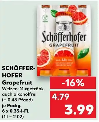 Kaufland SCHÖFFER- HOFER Grapefruit Packg. 6 x 0,33-l-Fl. Angebot