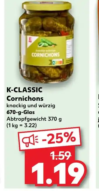 Kaufland K-CLASSIC Cornichons 670-g-Glas Angebot