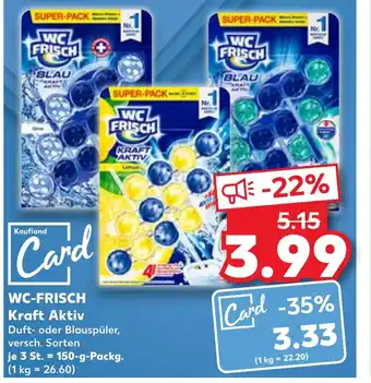 Kaufland WC-FRISCH Kraft Aktiv Duft- oder Blauspüler, 150 g Packg. Angebot