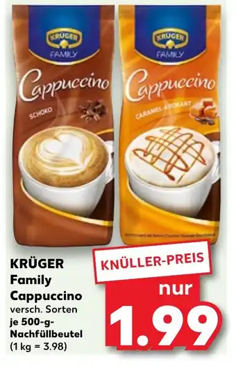 Kaufland KRÜGER Family Cappuccin 500-g-Nachfüllbeutel Angebot