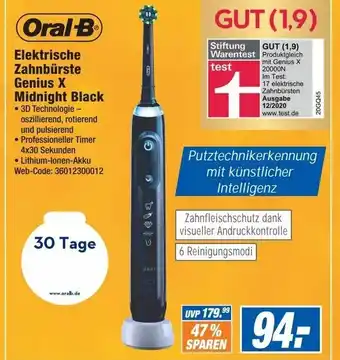 Expert Oral-B Elektrische Zahnbürste Genius X Midnight Black Angebot