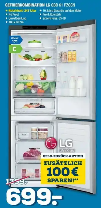 Holzleitner LG Gefrierkombination LG GBB 61 PZGCN Angebot