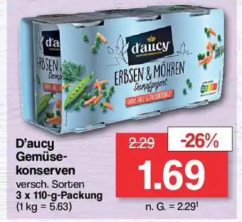Famila Nord West D'aucy Gemüse-konserven versch. Sorten 3 x 110-g-Packung Angebot
