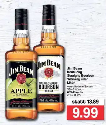 Famila Nord West Jim Beam Kentucky Straight Bourbon Whiskey oder Likör 0,7L Angebot