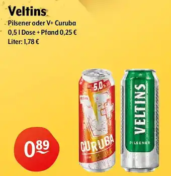 Getränke Hoffmann Veltins Pilsener oder V+ Curuba 0,5 L Angebot