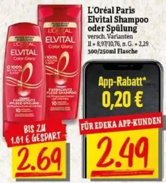 NP Discount L'Oréal Paris Elvital Shampoo oder Spülung 300/250 ml Flasche Angebot