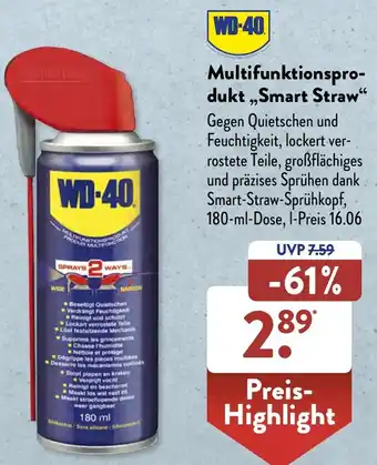 Aldi Süd WD-40 Multifunktionsprodukt ,,Smart Straw" 180 ml Dose Angebot