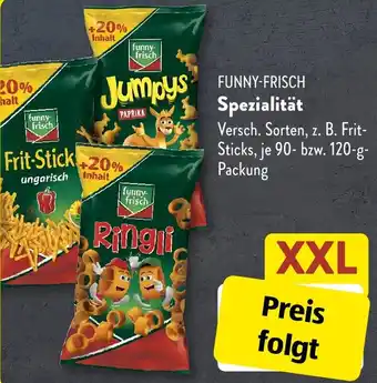 Aldi Süd FUNNY-FRISCH Spezialität 90-120 g Packung Angebot