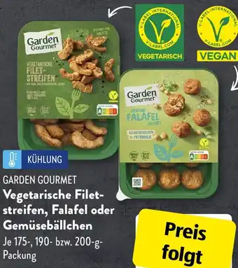 Aldi Süd GARDEN GOURMET Vegetarische Filetstreifen, Falafel oder Gemüsebällchen 175/190/200 g Packung Angebot