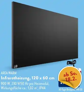 Aldi Süd AREA WARM Infrarotheizung, 120 x 60 cm Angebot