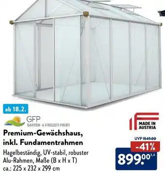 Aldi Süd GFP Premium-Gewächshaus, inkl. Fundamentrahmen Angebot