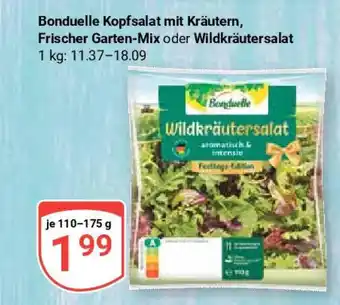 Globus Bonduelle Kopfsalat mit Kräutern, Frischer Garten-Mix oder Wildkräutersalat je 110-175 g Angebot