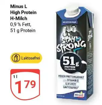 Globus Minus L High Protein H-Milch 0,9 % Fett, 51 g Protein je 1 L Angebot