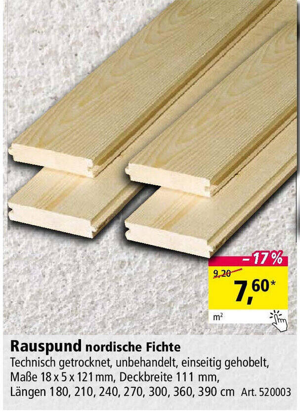 Rauspund nordische Fichte Angebot bei Holz Possling