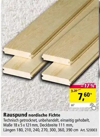 Holz Possling Rauspund nordische Fichte Angebot