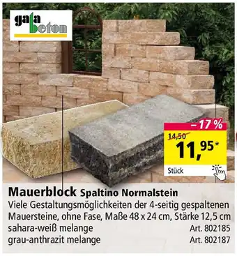 Holz Possling gala beton Mauerblock Spaltino Normalstein Angebot