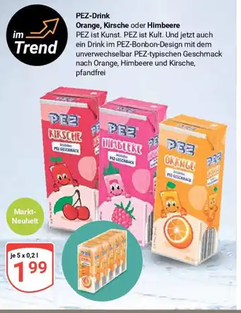 Globus PEZ-Drink Orange, Kirsche oder Himbeere je 5 x 0,2 L Angebot