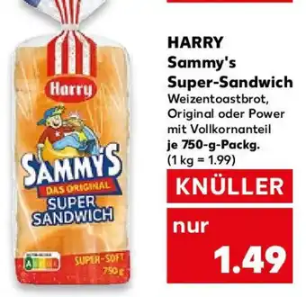 Kaufland HARRY Sammy's Super-Sandwich Weizentoastbrot 750-g-Packg. Angebot