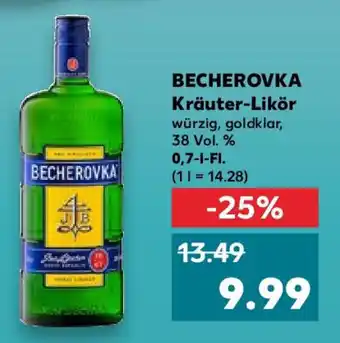 Kaufland BECHEROVKA Kräuter-Likör würzig, goldklar 0,7 l Fl. Angebot