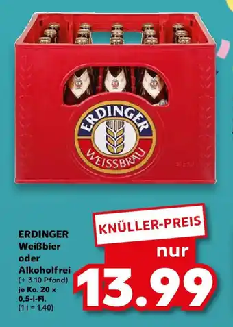 Kaufland ERDINGER Weißbier oder Alkoholfrei Ka. 20 x 0,5 l Fl. Angebot