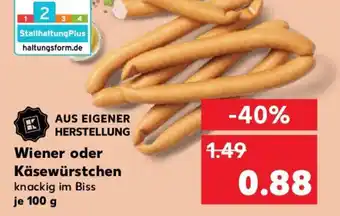 Kaufland Wiener oder Käsewürstchen knackig im Biss 100 g Angebot