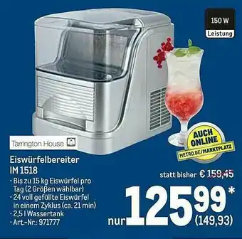 METRO Tarrngton House Eiswürfelbereiter IM 1518 Angebot