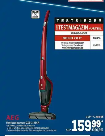 METRO Aeg Handstaubsauger QX8-1-45CR Angebot