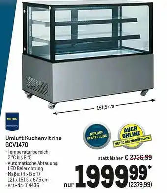 METRO Umluft Kuchenvitrine Gcv1470 Angebot