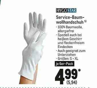 METRO Hygostar Service-baumwollhandschuh Angebot