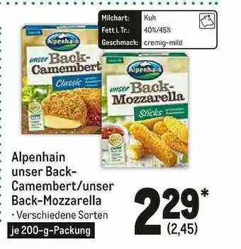 METRO Alpenhain Unser Back-camembert Oder Unser Back-mozzarella Angebot