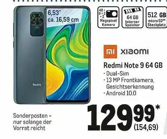 METRO Xiaomi Redminote 9 64 Gb Angebot