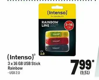 METRO (intenso) 3 X 16 Gb Usb Stick Rainbow Angebot