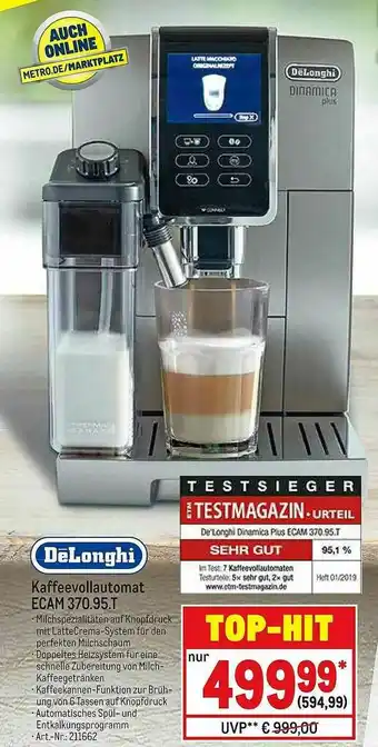 METRO Delonghi Kaffeevollautomat Ecam 370.95.t Angebot