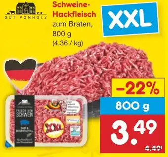 Netto Marken-Discount GUT PONHOLZ Schweine Hackfleisch 800 g Angebot