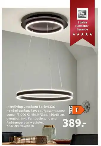 Möbel Rieger Interliving Leuchten Serie 9326 - Pendelleuchte Angebot