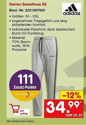 Netto Marken-Discount Herren-sweathose S3 Adidas Angebot