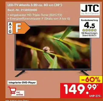 Netto Marken-Discount Jtc Led-tv Atlantis 3.2d Angebot