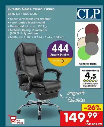 Netto Marken-Discount Clp Bürostuhl Castle Angebot